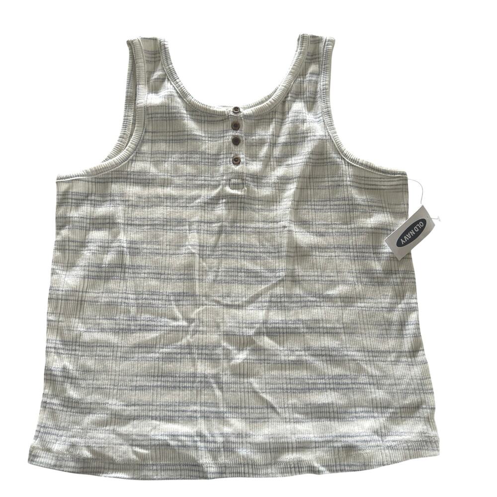 Old Navy Kids Plus Gray Striped Henley Tank Top - XL